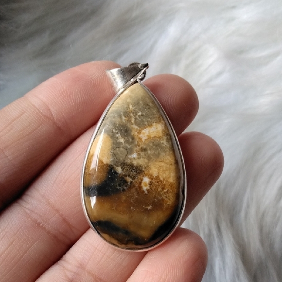 Jewelry - Ocean Jasper Silver Plated Stone Necklace Pendant